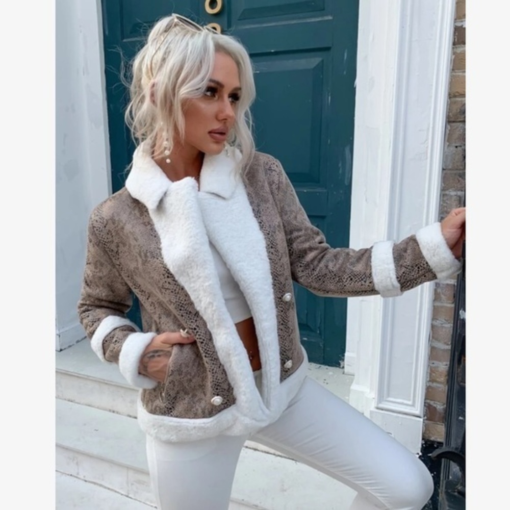 Double Button Faux Snakeskin Leather Jacket - NWT